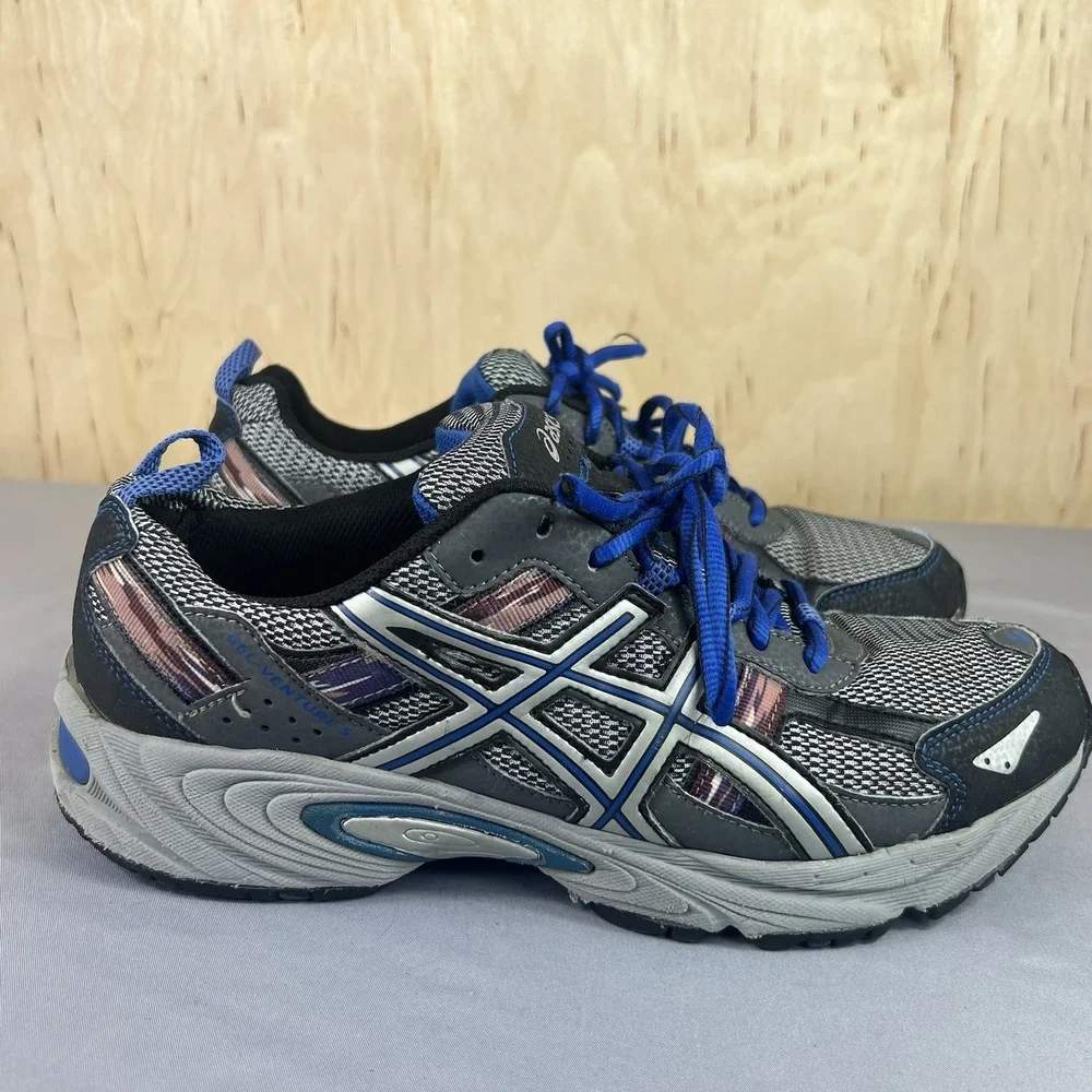 ASICS Gel Venture 5 Men's Size 9 Gray Blue Running Shoes Sneakers T5N3N Used
